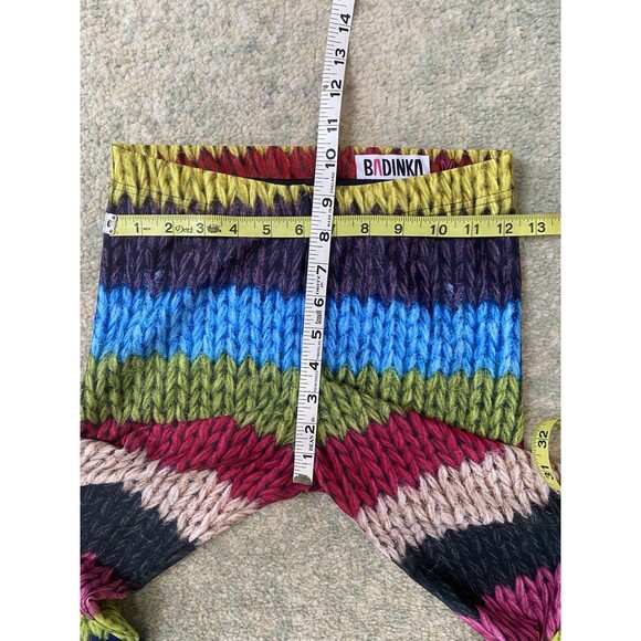 Badinka Size Medium Colorful Striped Yarn-Appearance Leggings Festival Rave - Picture 3 of 8